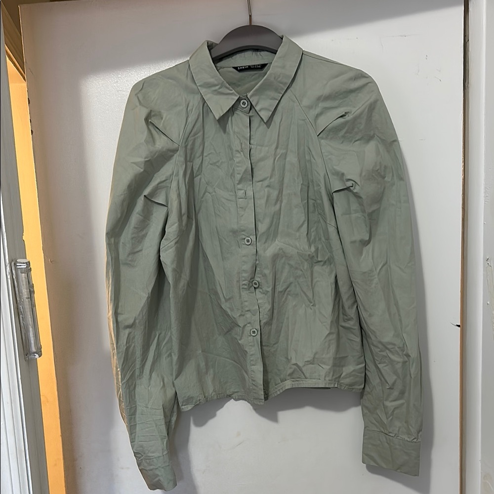 SHEIN Green Utility Jacket Lightweight Cotton Blend